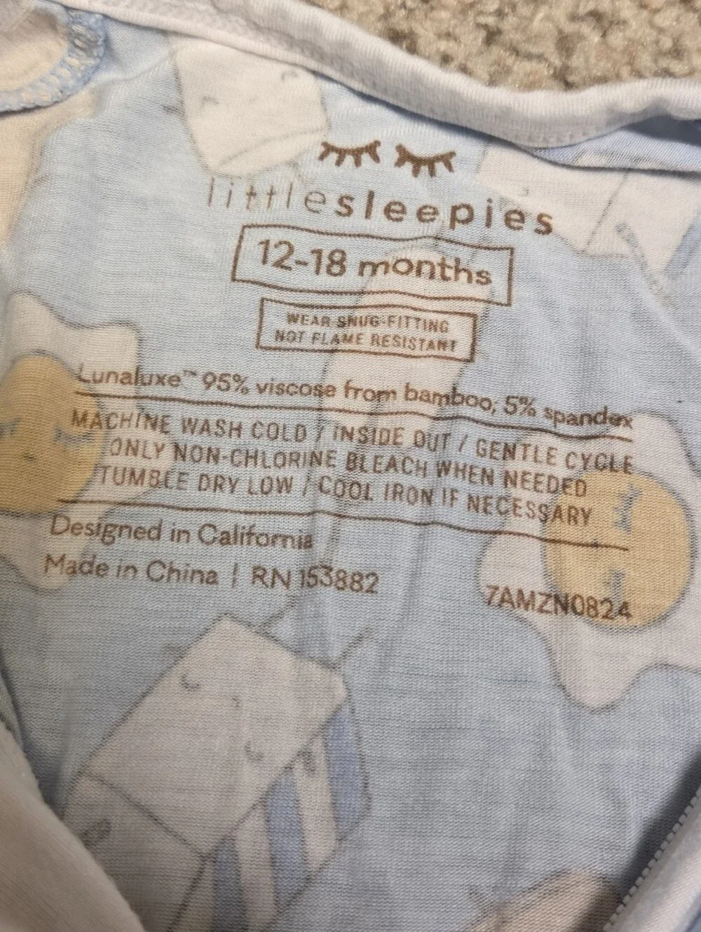 Little Sleepies Breakfast Fitted One-Piece Pajamas 12-18 Months Unisex Bamboo